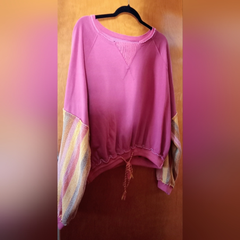 We The Free Sweater with Colorful Sleeves